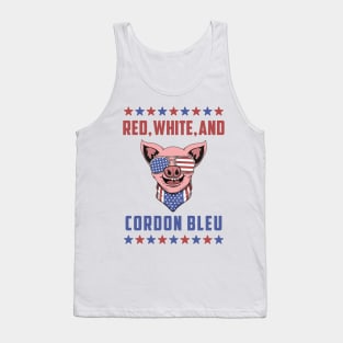 Funny 4th of July Pig: Red, White, and Cordon Blue Tank Top